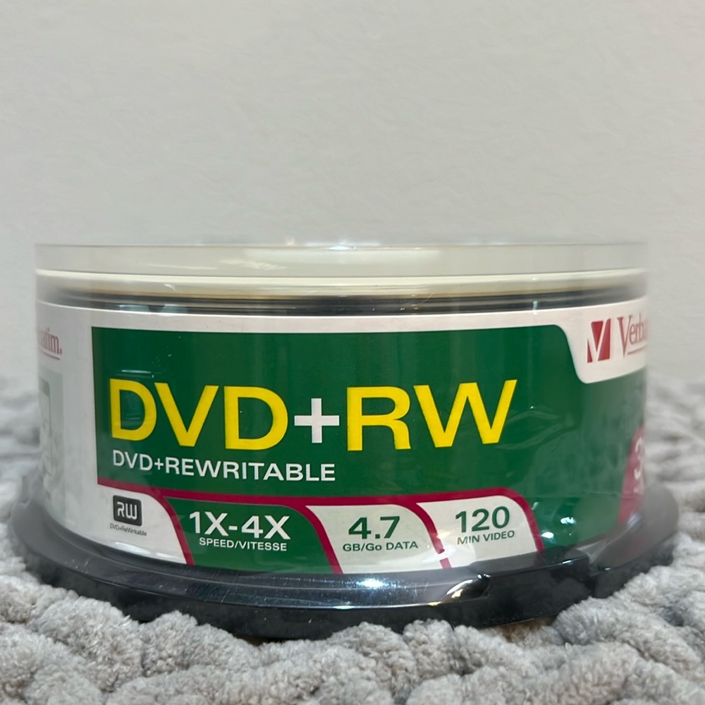 NWOT Verbatim DVD+RW 4.7GB 4x Recordable Disc (Spindle pack of 30)
